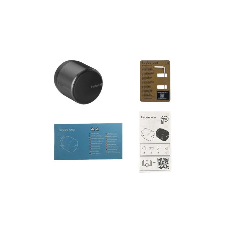 Tedee GO2 – Bluetooth- ja Matter-älylukko, musta alumiini (Apple Homekit, Home Assistant ja muut)