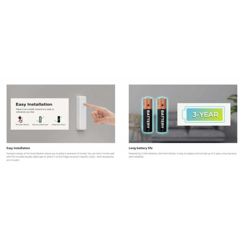 ThirdReality - Zigbee Button compatible with Home Assistant (2x AAA batteries)