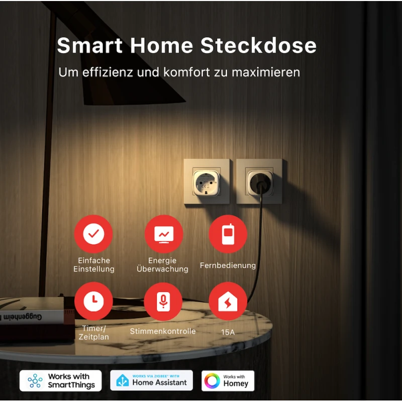 ThirdReality E2 - Zigbee plug + consumption measurement (Type F) compatible with Home Assistant, 16A