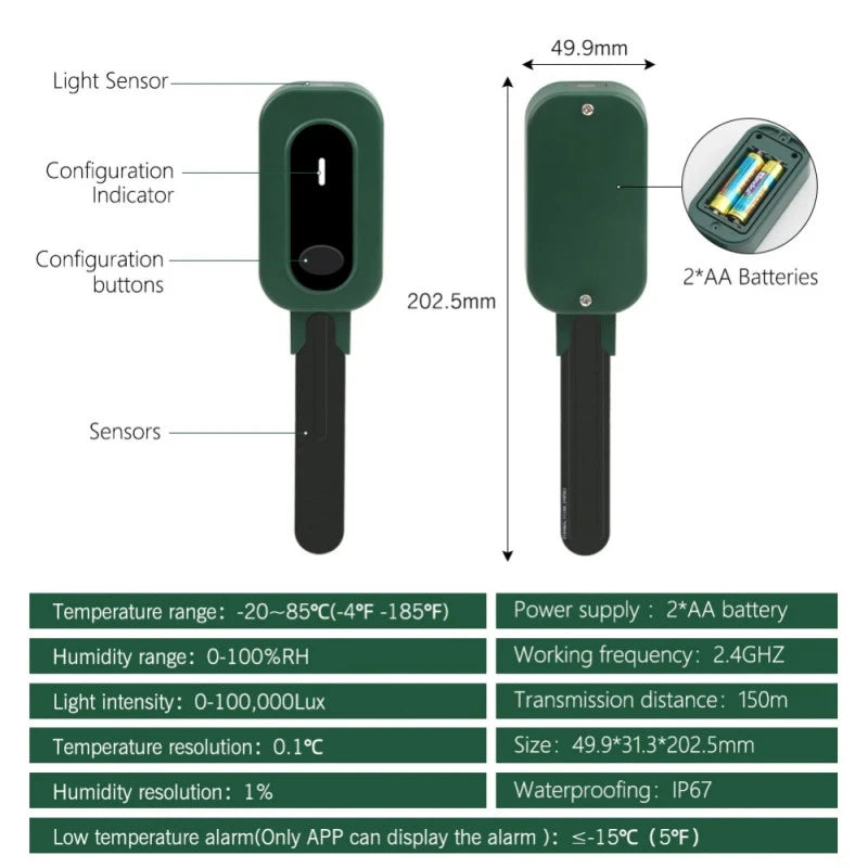 Yieryi - Zigbee humidity, soil temperature + brightness sensor