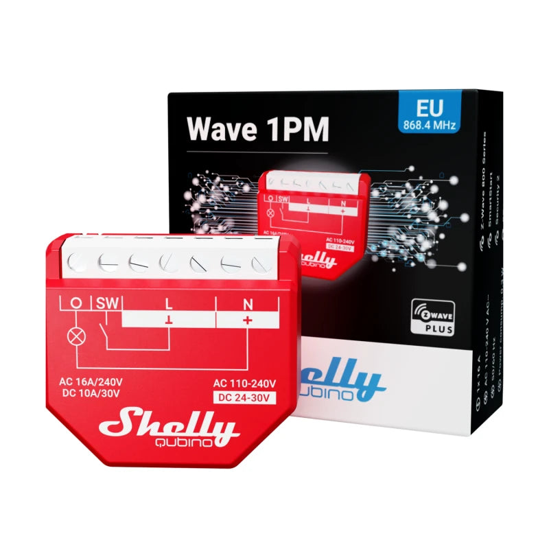 Shelly - Z-Wave-älyrelekytkin Shelly Wave 1PM AC 240V 16A DC 30V 10A